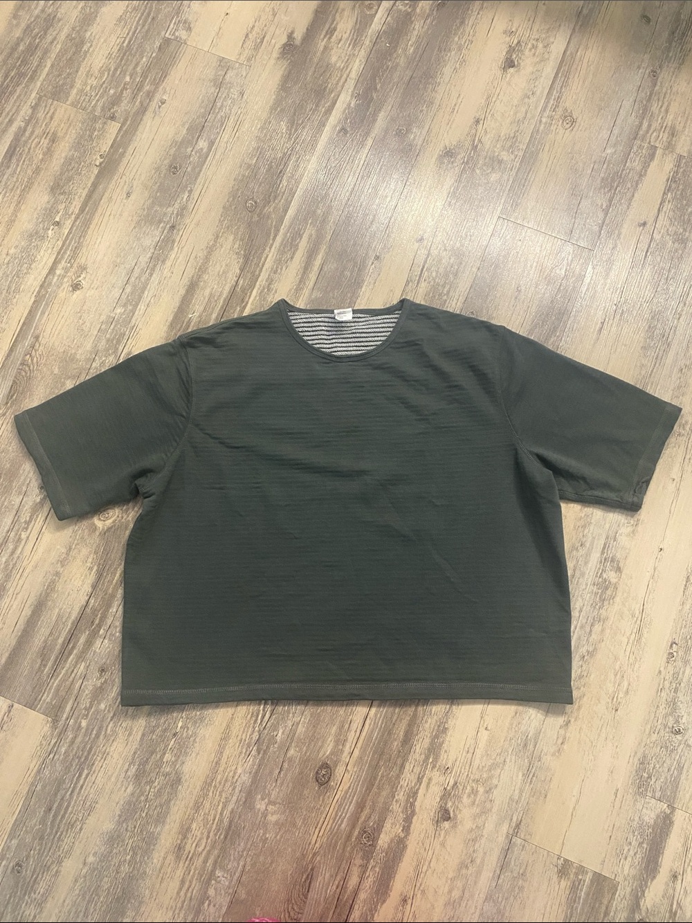 PACT Organic Cotton Boxy Oversized Crop Crew Sweatshirt Green Size Medium